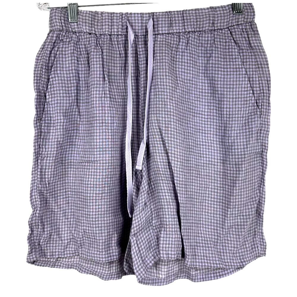 Eileen Fisher NWT Puckered Organic Linen Shorts Misty Lilac Easy Fit Size XS